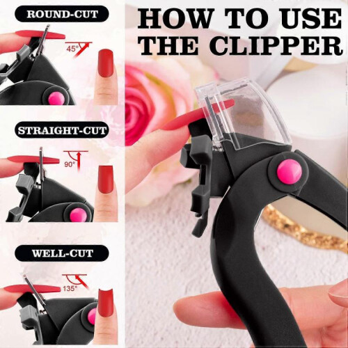 Adjustable Acrylic Nail Clippers with Sizer, Catcher and Length Measurement 2