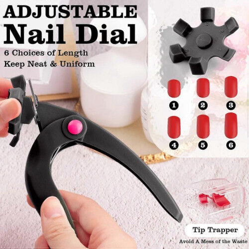 Adjustable Acrylic Nail Clippers with Sizer, Catcher and Length Measurement 1