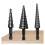 3part step drill set, taper drill for wood and metal, multiple hole sizes black 2