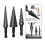 3part step drill set, taper drill for wood and metal, multiple hole sizes black 4