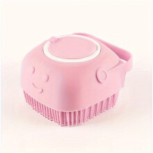 (pink) Silicone Pet Shampoo Brush - Massage Rubber Bath Comb with Shampoo Storage for Dog & Cat - Pet Grooming Tool Christmas Gift