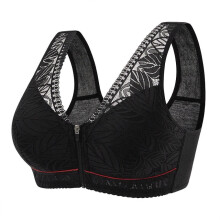 (black, 52/120) Ladies Zip Front Fastening Sports Bra Medium to High Impact Non Wired Comfort
