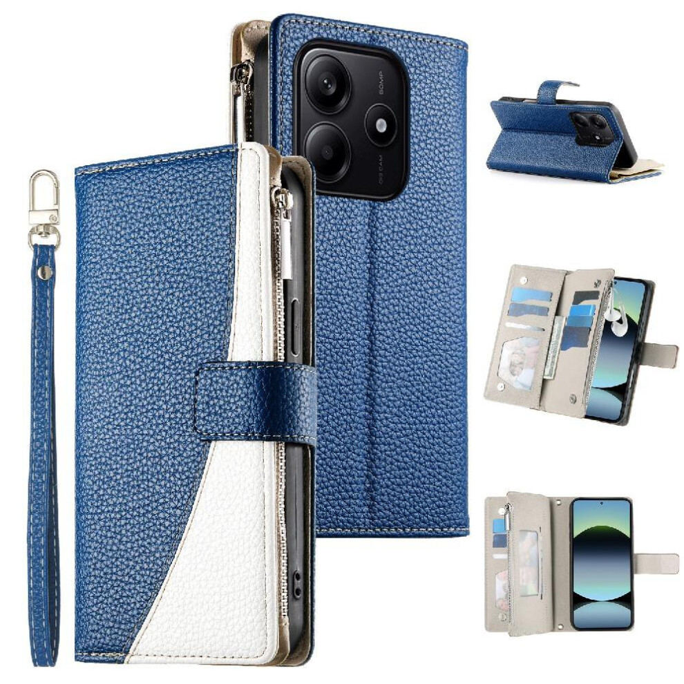 (Blue) Flip Case For Xiaomi Redmi Note 14 5G Elegant Wallet Leather Case Card Slots Blue 764563122059