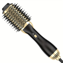 (BLACK Gold) 60mm Hot Air Brush,One-Step HairDryer Styler And Volumizer With Negative Ion Anti-frizz Ceramic Titanium Oval Shape Barrel