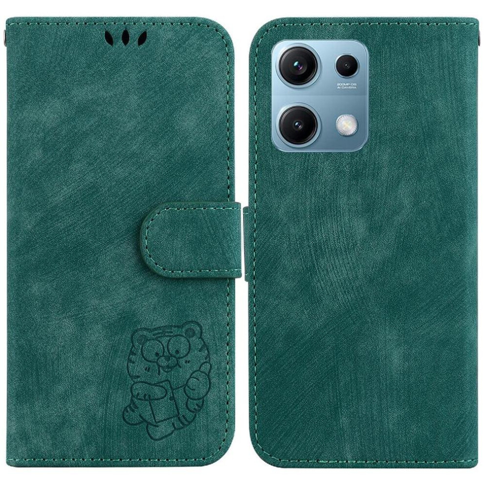 (Green) Case For Xiaomi Redmi Note 14S Wallet Case Holder Cover Card Pocket Flip Folio Embossed Cute Tiger Green 764563122240