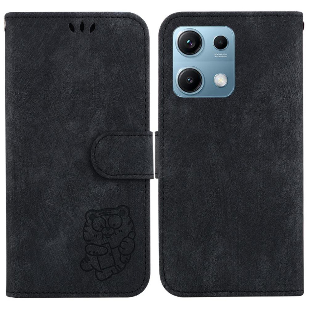 (Black) Case For Xiaomi Redmi Note 14S Wallet Case Holder Cover Card Pocket Flip Folio Embossed Cute Tiger Black 764563122295