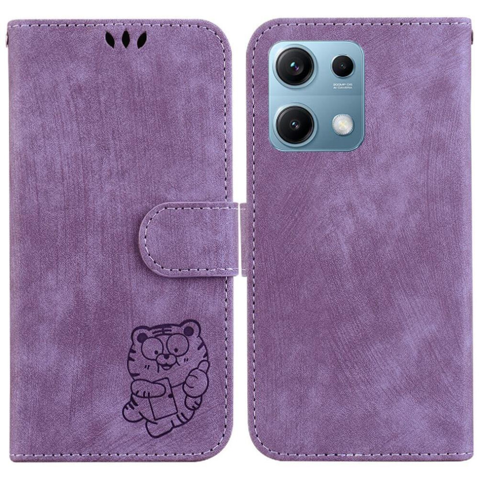 (Purple) Case For Xiaomi Redmi Note 14S Wallet Case Holder Cover Card Pocket Flip Folio Embossed Cute Tiger Purple 764563122257