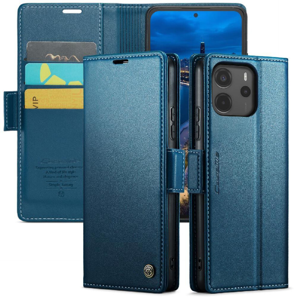 (Blue) Flip Case For Xiaomi Redmi Note 14 4G Card Slot Wallet Case Kickstand Anti Fraud Shockproof Case Blue 764563122547