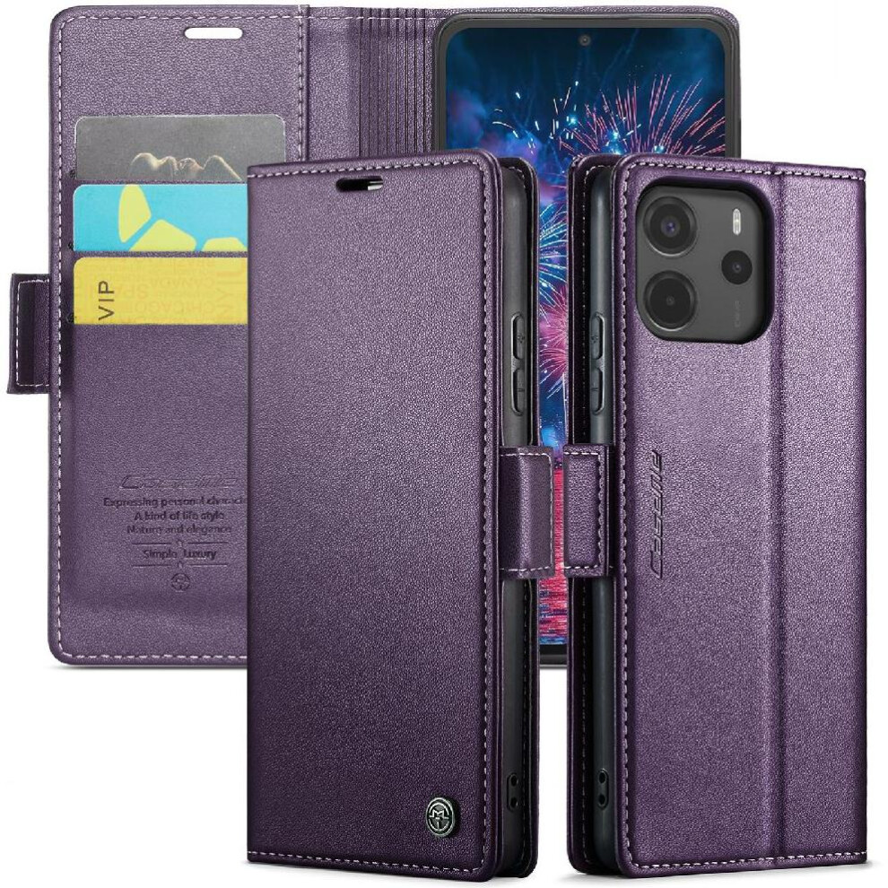(Purple) Flip Case For Xiaomi Redmi Note 14 4G Card Slot Wallet Case Kickstand Anti Fraud Shockproof Case Purple 764563122585