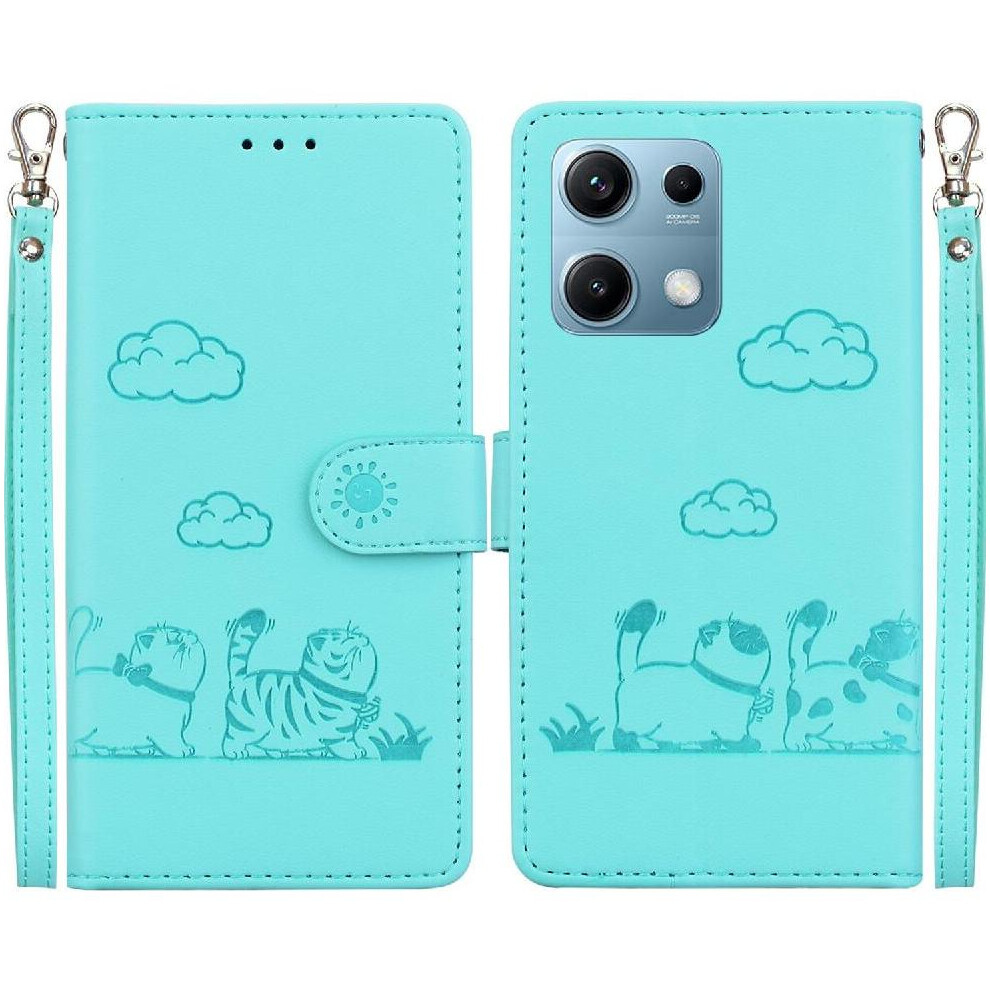 (Green) Flip Case For Xiaomi Redmi Note 14S 4G Cat Rfid Leather Wallet Card Slot Holder Kickstand Green 764563122608