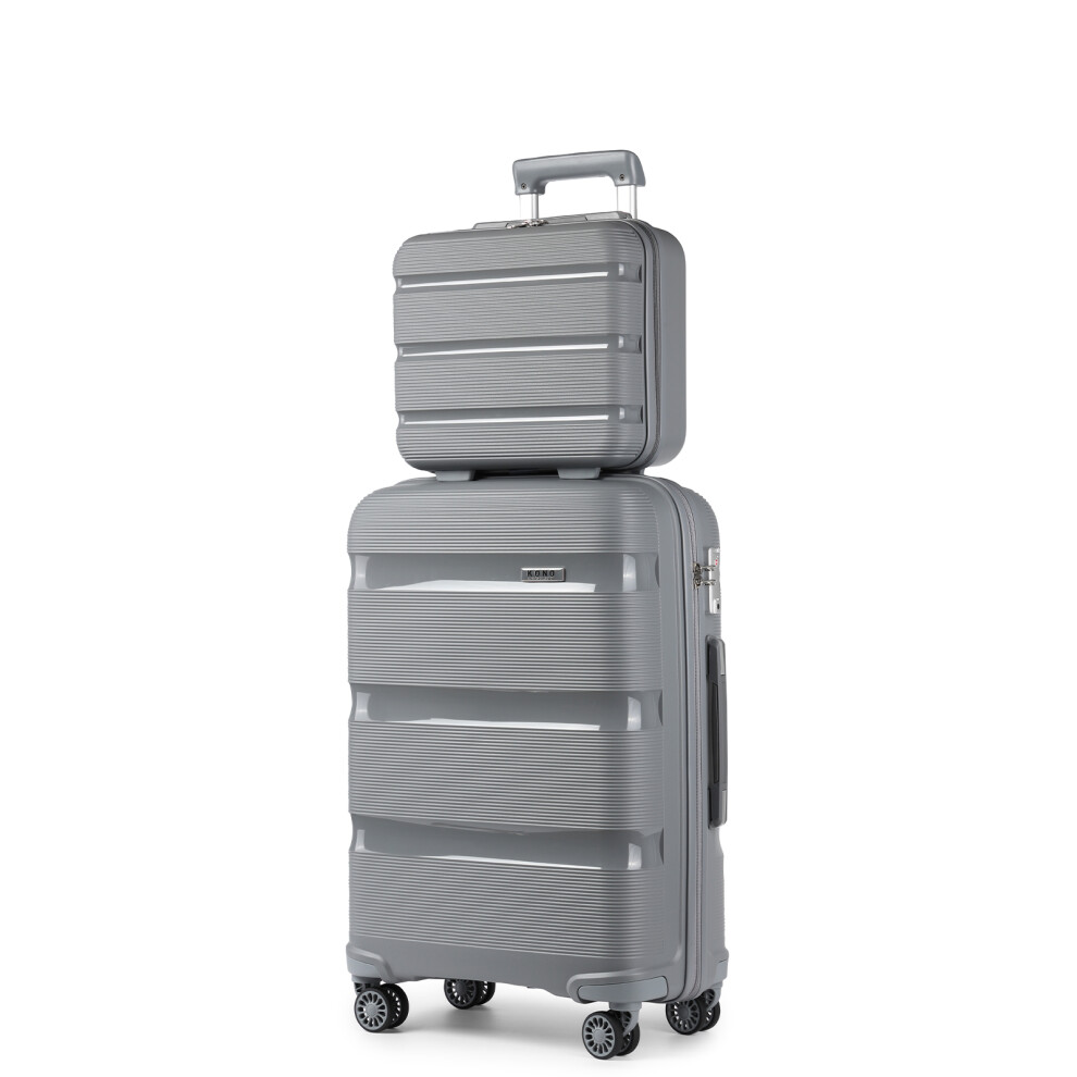 (grey, 14/20) PP Hard Shell Luggage Suitcase Set Travel Trolley Case With TSA Lock-image-OPC-PJ55GZZ-NEW