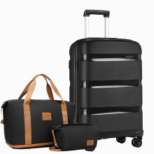 (black, 28inch+travel bag) PP Hard Shell Luggage Suitcase Set Travel Trolley Case With TSA Lock