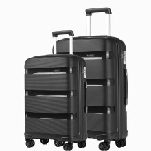(black, 20/24) PP Hard Shell Luggage Suitcase Set Travel Trolley Case With TSA Lock