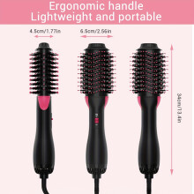 (Black Pink) Hair Dryer Brush Blow Dry Brush, 4in 1 Hairdryer Styler for Medium Long Hair, 6.1 cm Oval Ceramic Barrel One Step Hot Air Brush