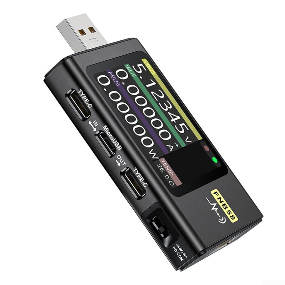 Fnb58 Tester Digital Voltmeter Ammeter Quick Charge Detection Trigger Capacity Ripple Measurement 428V Monitoring Voltage (Black) 6493810302152