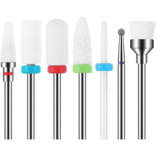 7pcs Ceramic Drills Nails Set Professional Remove Gel Acrylic Cuticle Acrylic