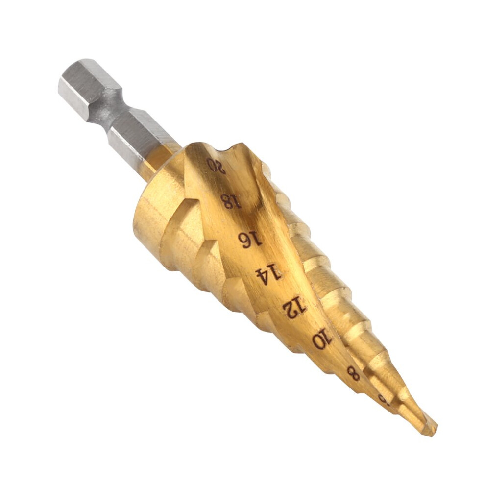 Ticoated Step Drill, Highspeed Steel, Hex Shank, Taper Drill, Drilling Machine Accessories, 4Â20 Mm 6493810303456