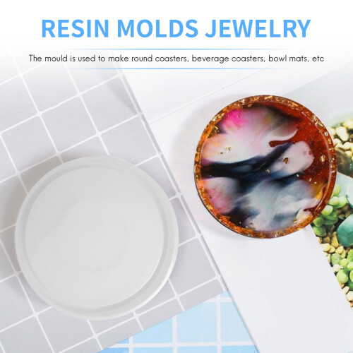 4 Pack Big Diy Round Coaster Silicone Mold, Diameter 3.94Inch/10Cm 2