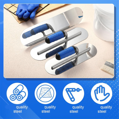 Conjunto de 3 peças de espátula de aço inoxidável para piscina (16 polegadas/14 polegadas/12 polegadas) plana 1
