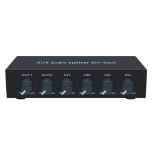 4 em 2 saídas 3,5 mm AUX interruptor de áudio mixer divisor estéreo plugue UE
