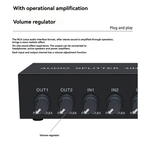 4 in 2 Out Audio Switch Mixer Splitter, Stereo High Fidelity, EU PLUG 2