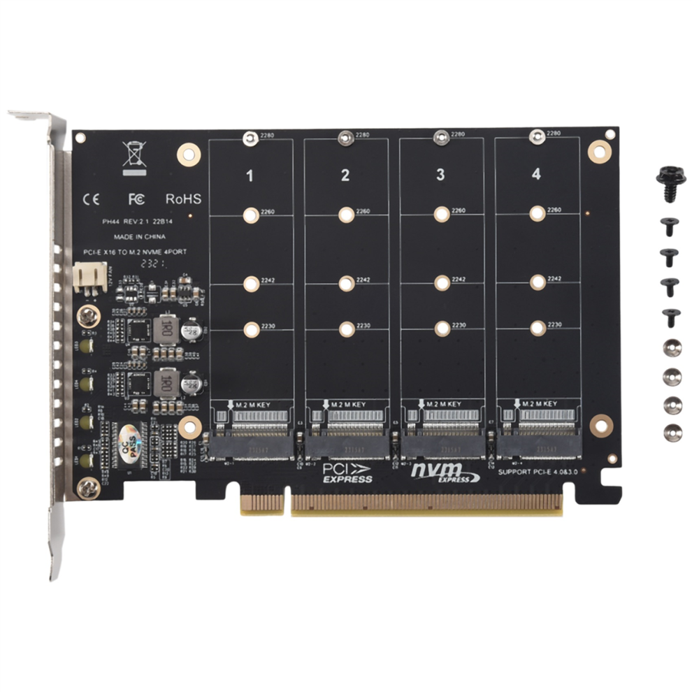 4 Port Nvme To Pcie Adapter Card M.2 Nvme To Pcie X16 Adapter 4712314131849
