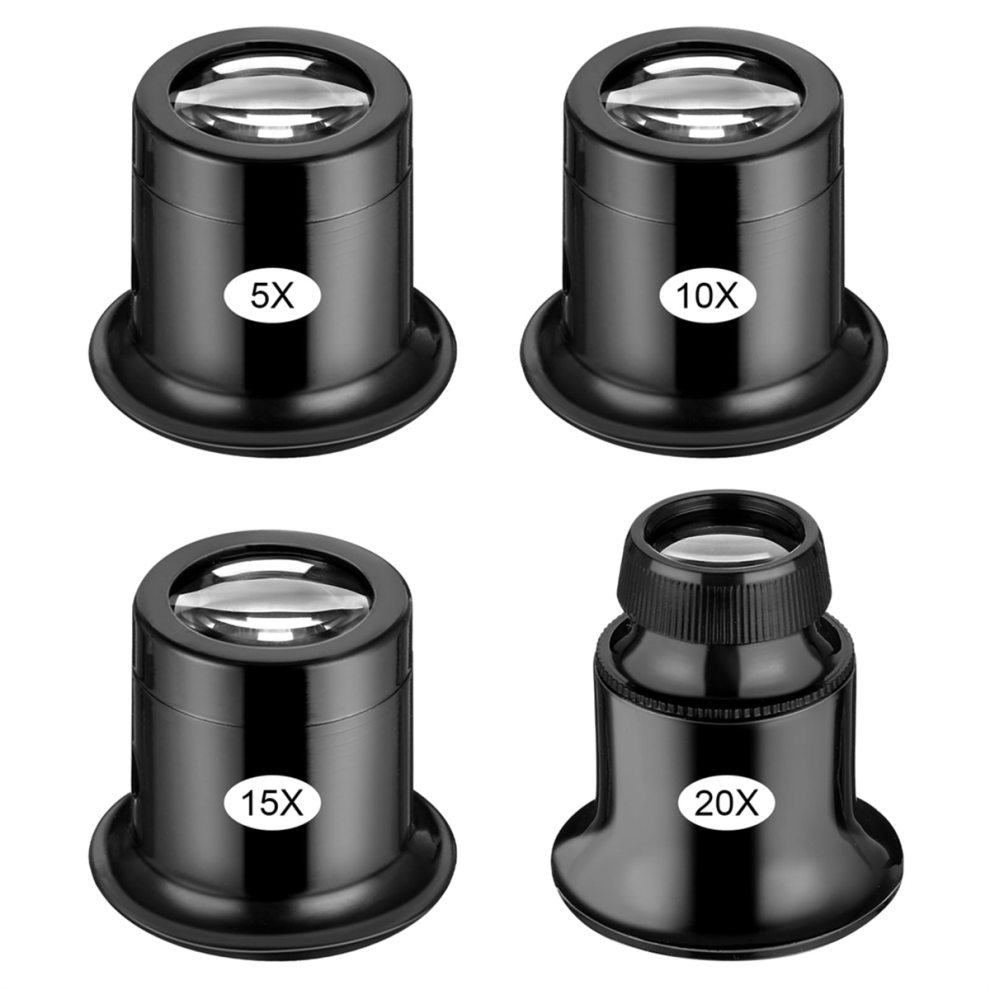 4 Pcs Jewelers Loupe 5X/10X/15X Magnifier Portable Handheld Magnifier