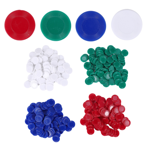 400 Pieces Plastic Poker Chips Game Chips 4 Colors Counter Card, 3 2