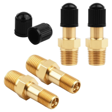 Conjunto de 4 válvulas Schrader douradas de 1/8, válvulas de tanque metálicas de 1/8, tubos de latão
