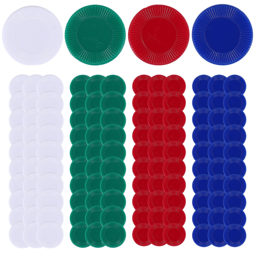 400 Pieces Plastic Poker Chips Game Chips 4 Colors Counter Card, 3