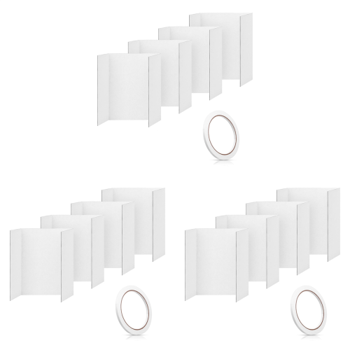 4 Pcs Trifold Poster Board,21.5x14 Inches Small White Poster Board