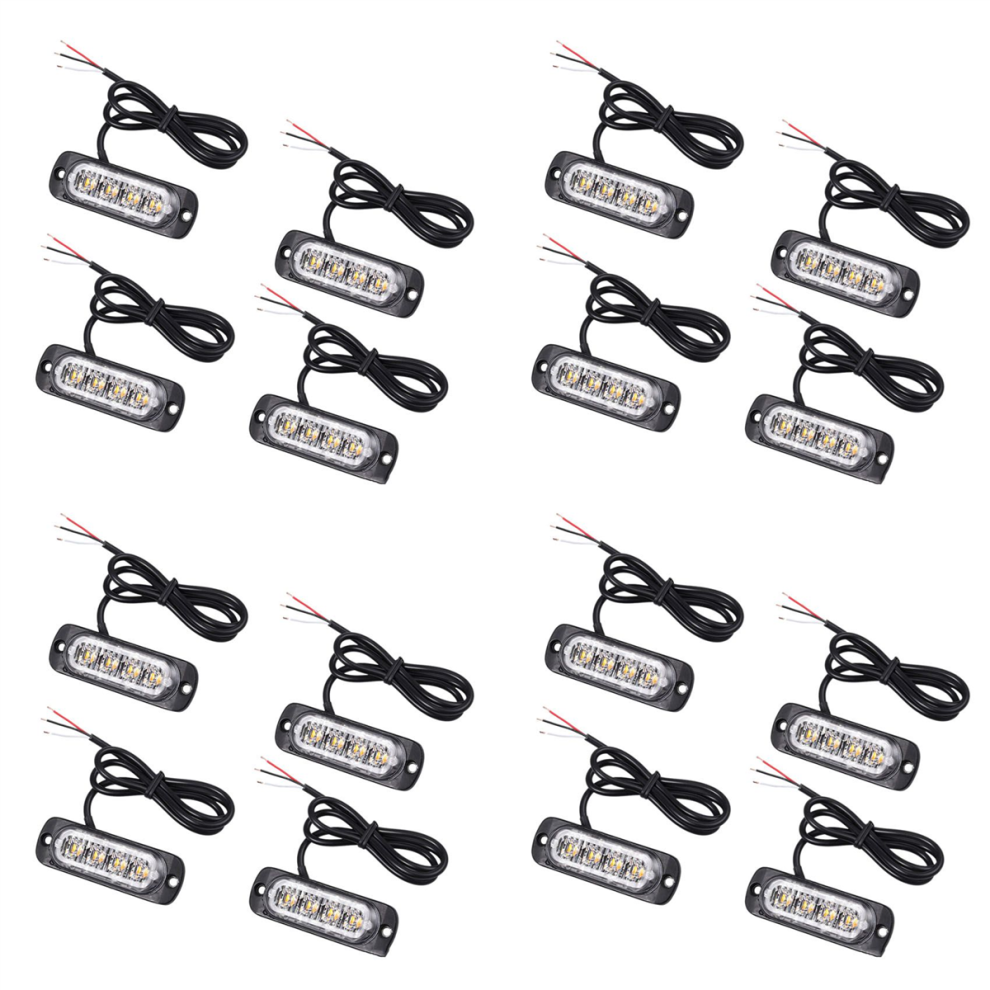 4Pcs 4 Led Recovery Strobe Lights 12V 24V Grill Flashing Amber/Orange 4712664194242