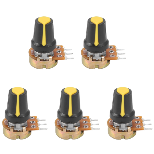 Potenciômetro rotativo cônico linear de 5 peças de 100K Ohm com 3 terminais 2