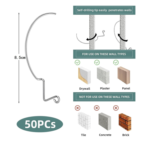 50 ganchos para pendurar quadros em drywall 2