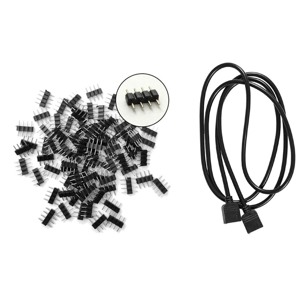 50Pcs 4 Pin Rgb Led Male Plug Adapter For 3528 5050 Strip Light 4712664183642