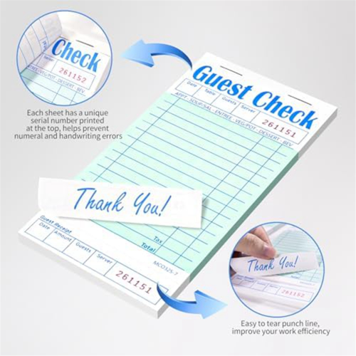 5Pcs Guest Check Pad, Server Note Pads for Restaurant, 50 Sheets/Pack 2