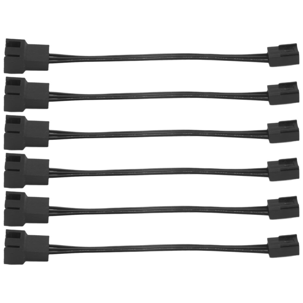 6Pcs 4Pin Pwm To 3Pin Standard Fan Adapter Cable Black 4712664123310