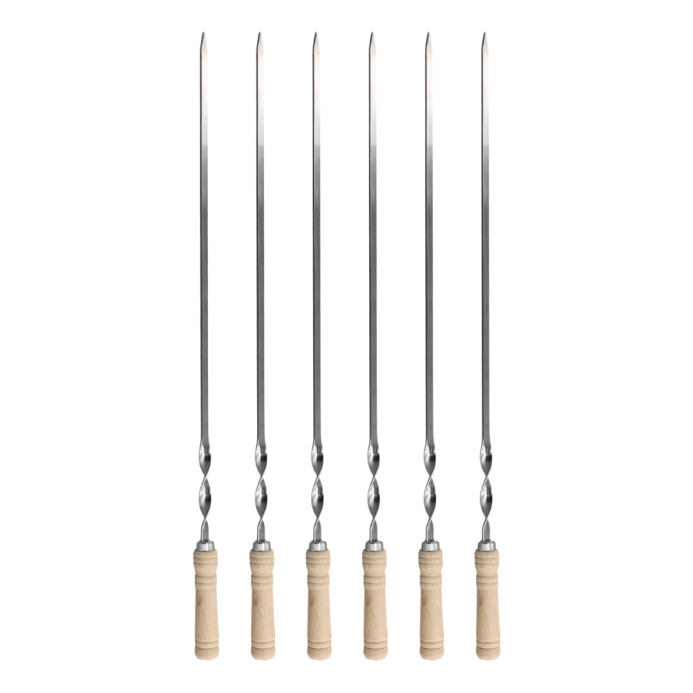 6Pcs 55cm BBQ Skewers Long Handle Shish Kebab Outdoors Grill Needle-image-OPC-PJ55T5R-NEW