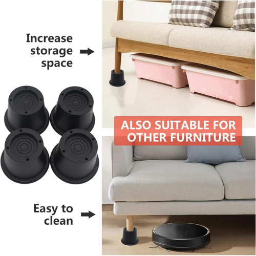Pacote com 6 elevadores de móveis, elevadores de cama pretos de 2,3 polegadas para sofá, mesa 1