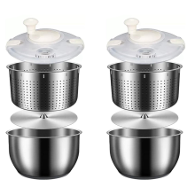 6L Salad Spinner Stainless Steel Large Vegetable Washer with PP Lid