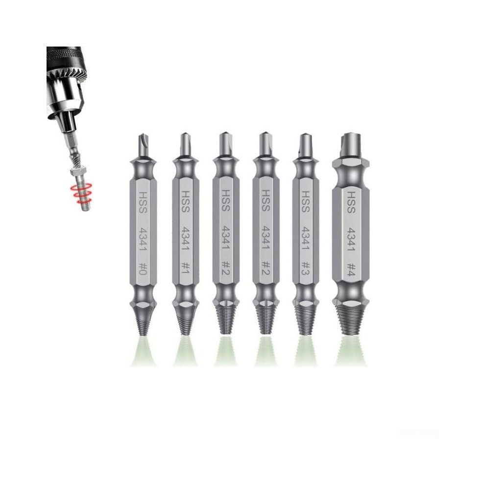 Screw Extractor Set For Damaged Screws, 6 Highspeed Steel Tools For Removing Stubborn Screws And Bolts, For Home Repairs. 6493810305375