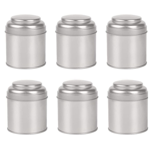 6 latas de chá com tampas duplas herméticas (prata)