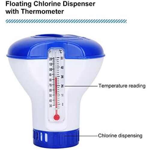 Floating Chrome Bromine Chemical Dispenser Pool Thermometer with Tablet Holder 1