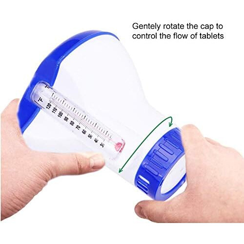 Floating Chrome Bromine Chemical Dispenser Pool Thermometer with Tablet Holder 2