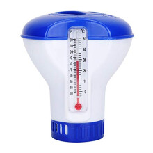 Floating Chrome Bromine Chemical Dispenser Pool Thermometer with Tablet Holder