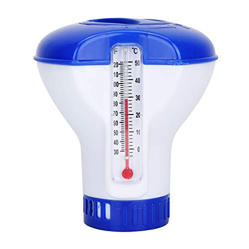 Floating Chrome Bromine Chemical Dispenser Pool Thermometer with Tablet Holder