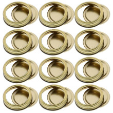 (8.90X8.90X1.50CM, Golden) 12 Set Of Wide Mouth Canning Lids And Rings Mason Jar Lids And Bands Set Mason Jar Lids