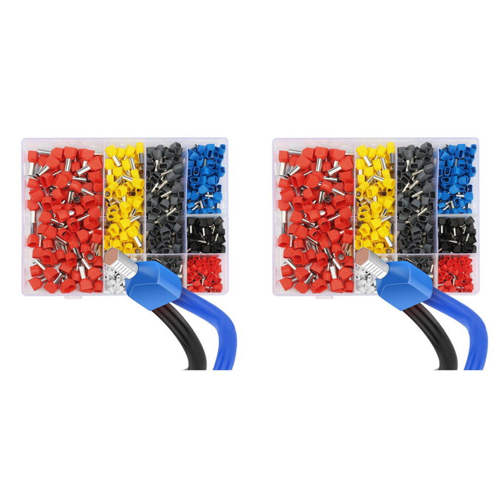 750Pcs Twin Wire Ferrules Kit Wire Terminal Ferrules Crimp Connector 4712664128100