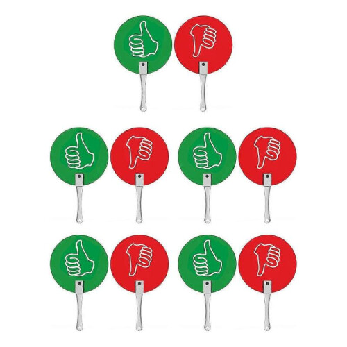 (White edge model) Classroom Voting Paddles - 10 Pcs Thumb Up/Down, Yes/No, True/False, Auction Paddles