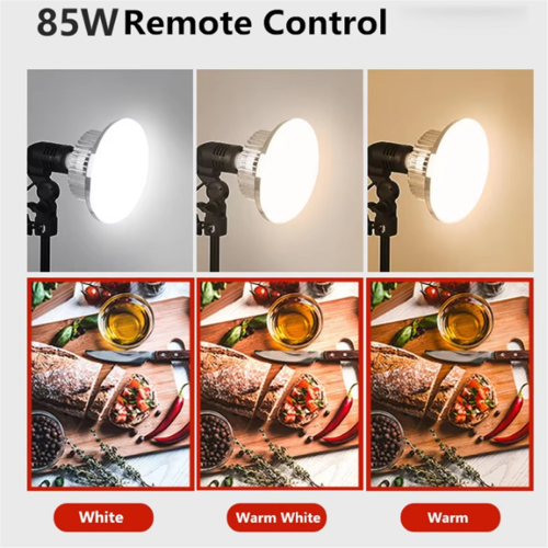 85W LED Photographic Lighting Bulbs E27 Base Lamp With Remote Control 2